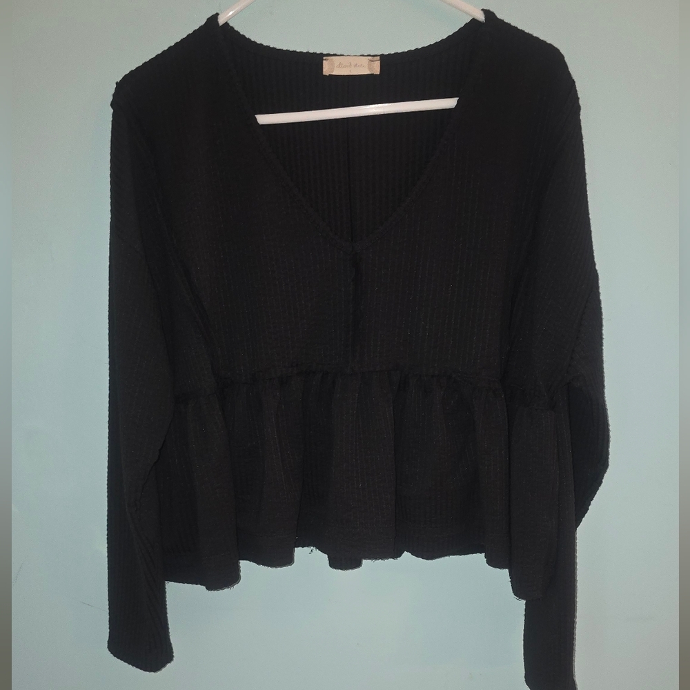Altar'd State Black V-Neck Blouse